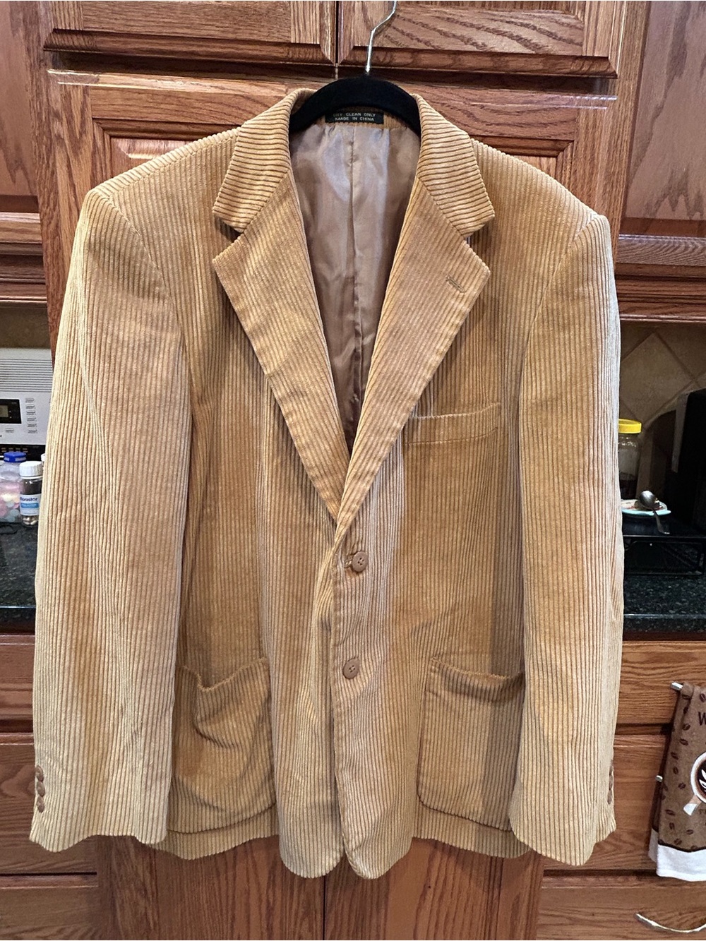 Men's Corduroy Sport Coat in Tan - Classic Two-Button Blazer